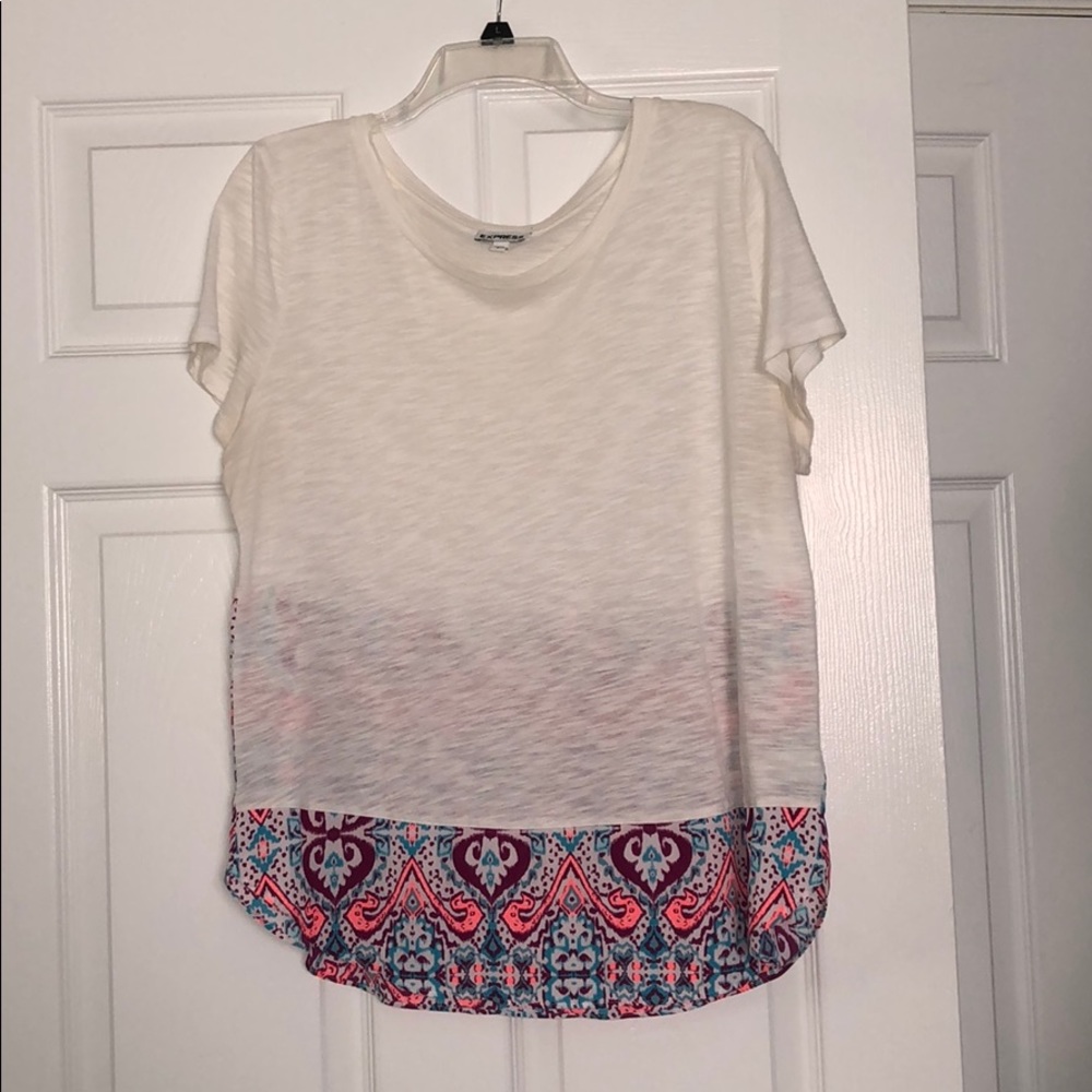 Express - White short sleeve shirt pink floral